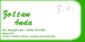 zoltan anda business card