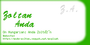 zoltan anda business card